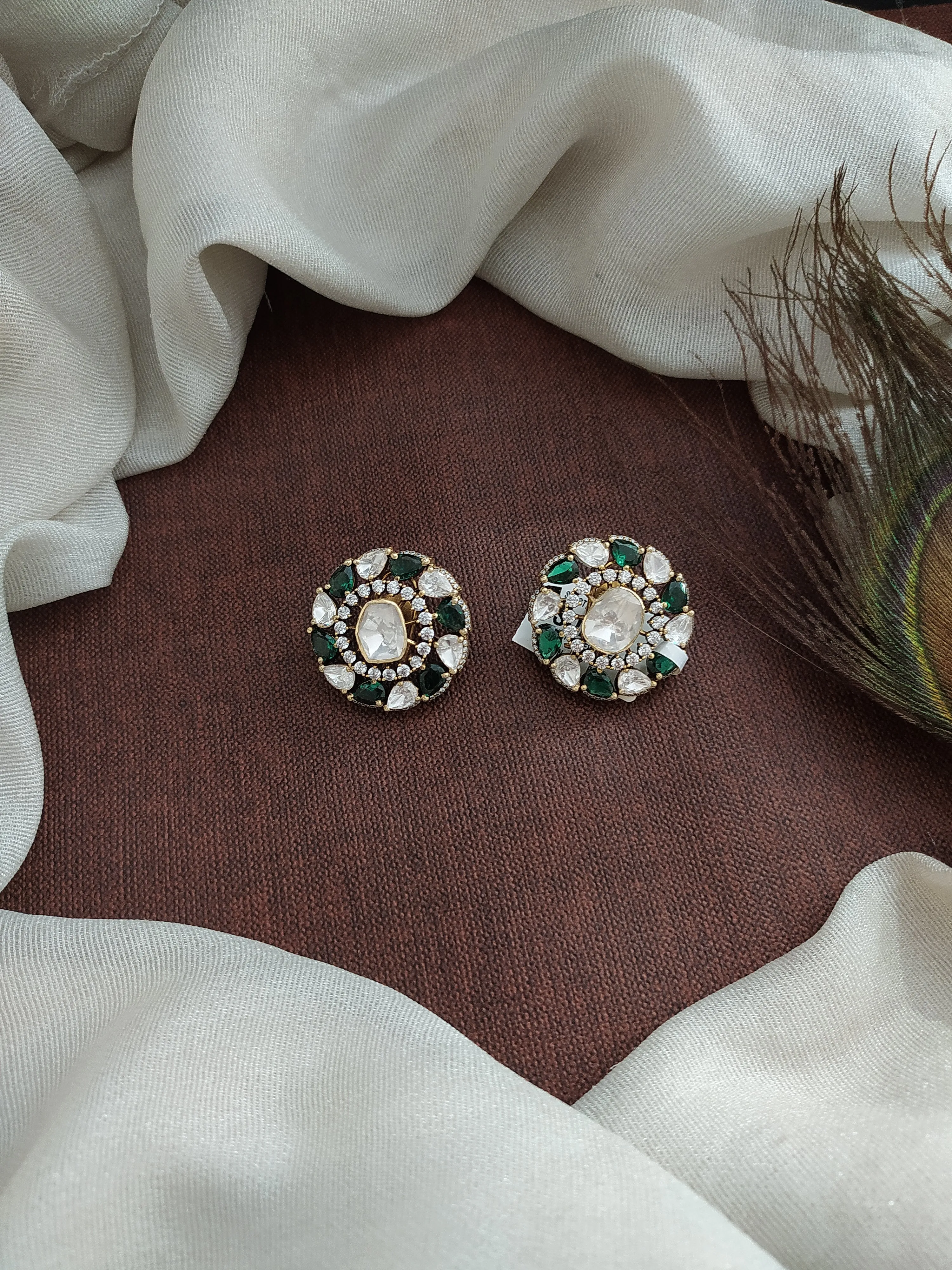 Pure Silver Moissanite Screw-Back Studs – Pink and Green with White Combinations