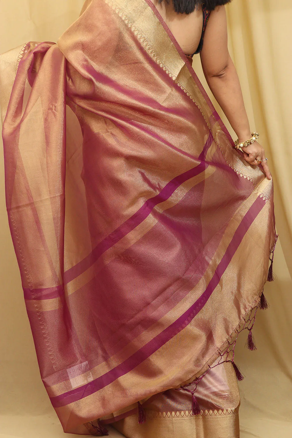 Purple Banarasi Tissue Saree: Elegant & Timeless