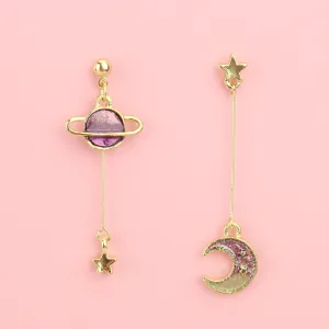 Purple Galaxy Drop Earrings