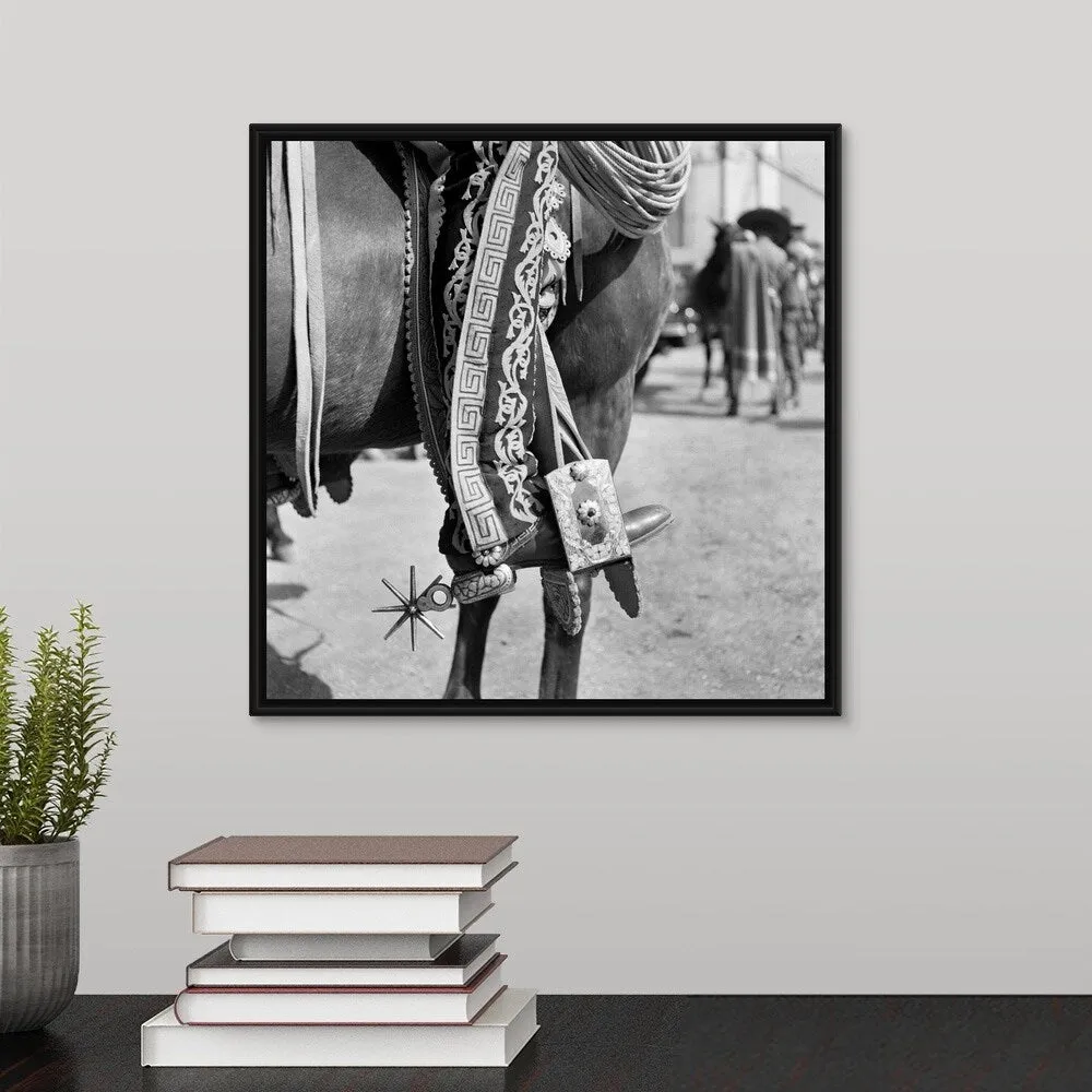 "1930's Detail Of Traditional Charro Cowboy Costume" Black Float Frame Canvas Art - Multi