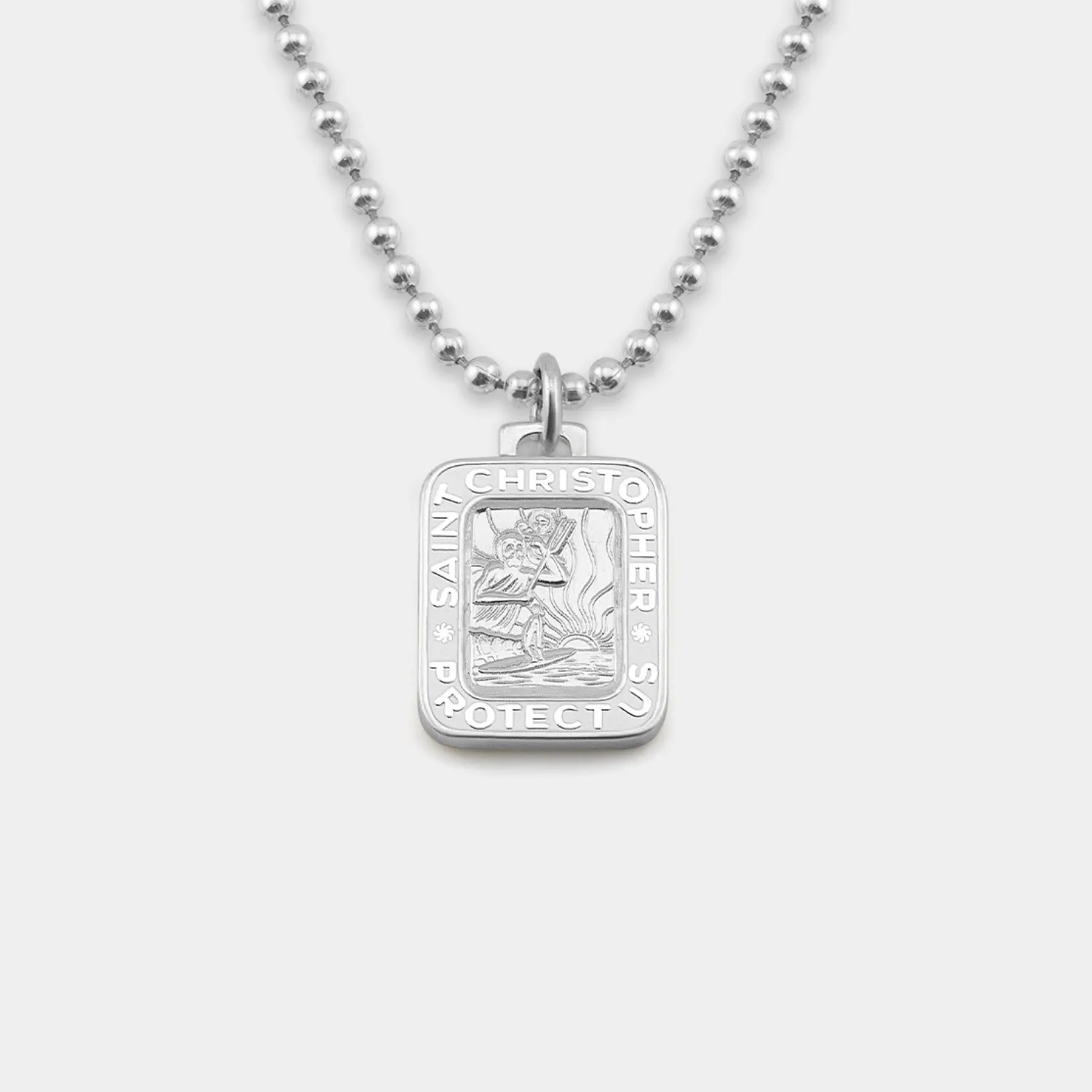 Rectangle St. Christopher - Silver / White