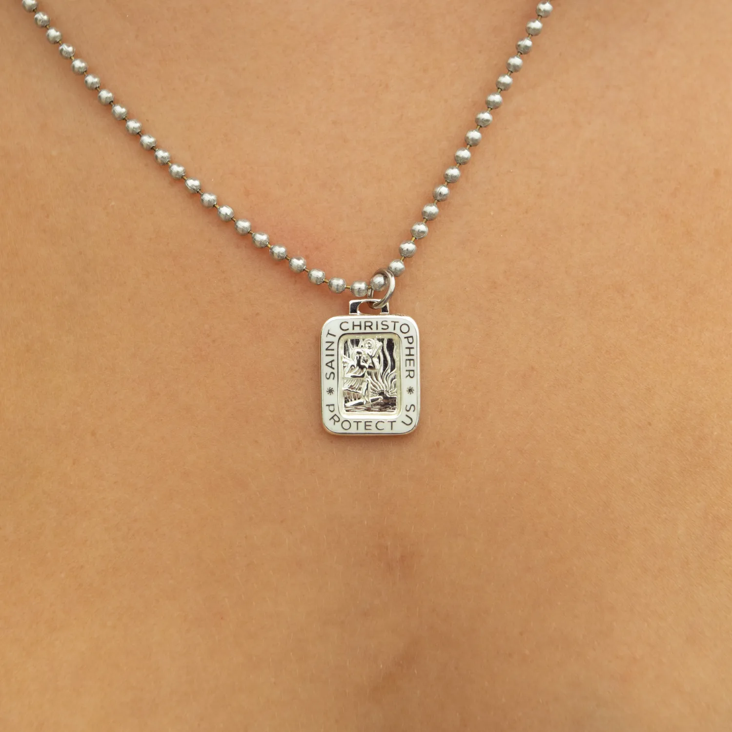 Rectangle St. Christopher - Silver / White