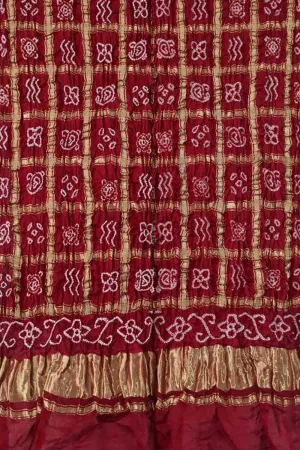 Red Bandhani Gharchola: Exquisite Gajji Silk Dupatta