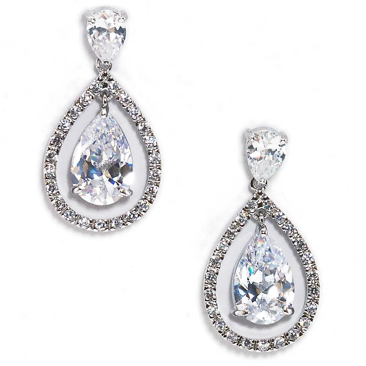 Regan Elegant Pear Shaped Bridal Drop Earring