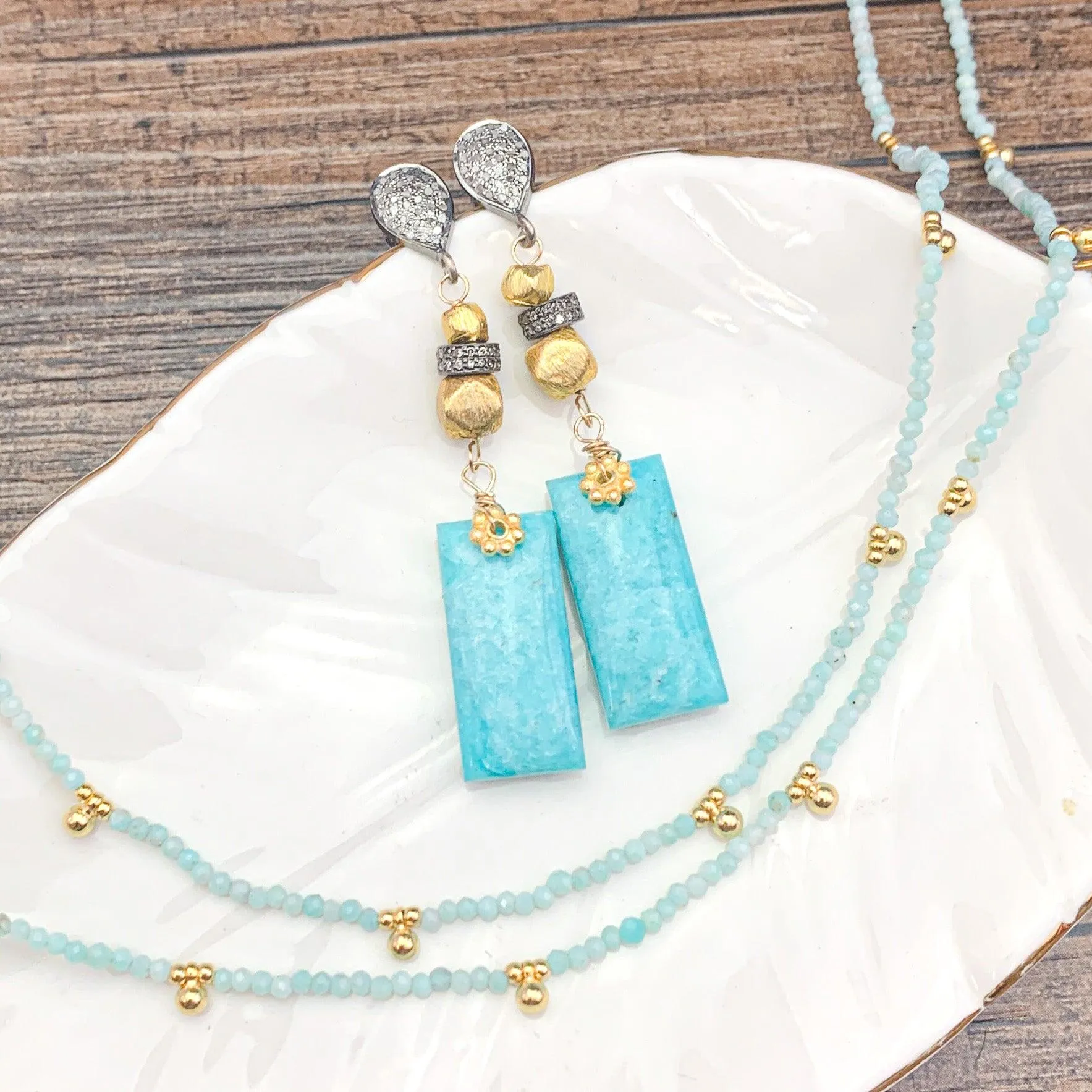 Robin's Egg Blue Amazonite Geometric Earrings