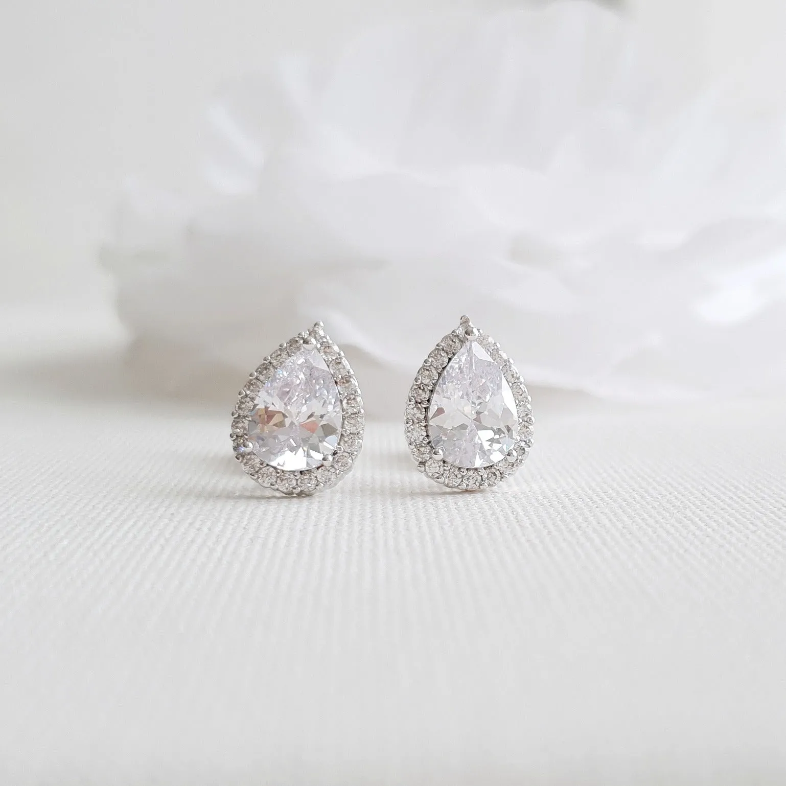 Rose Gold Teardrop Stud Earrings- Emma