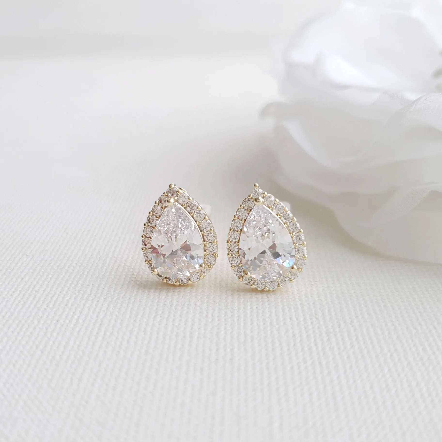 Rose Gold Teardrop Stud Earrings- Emma