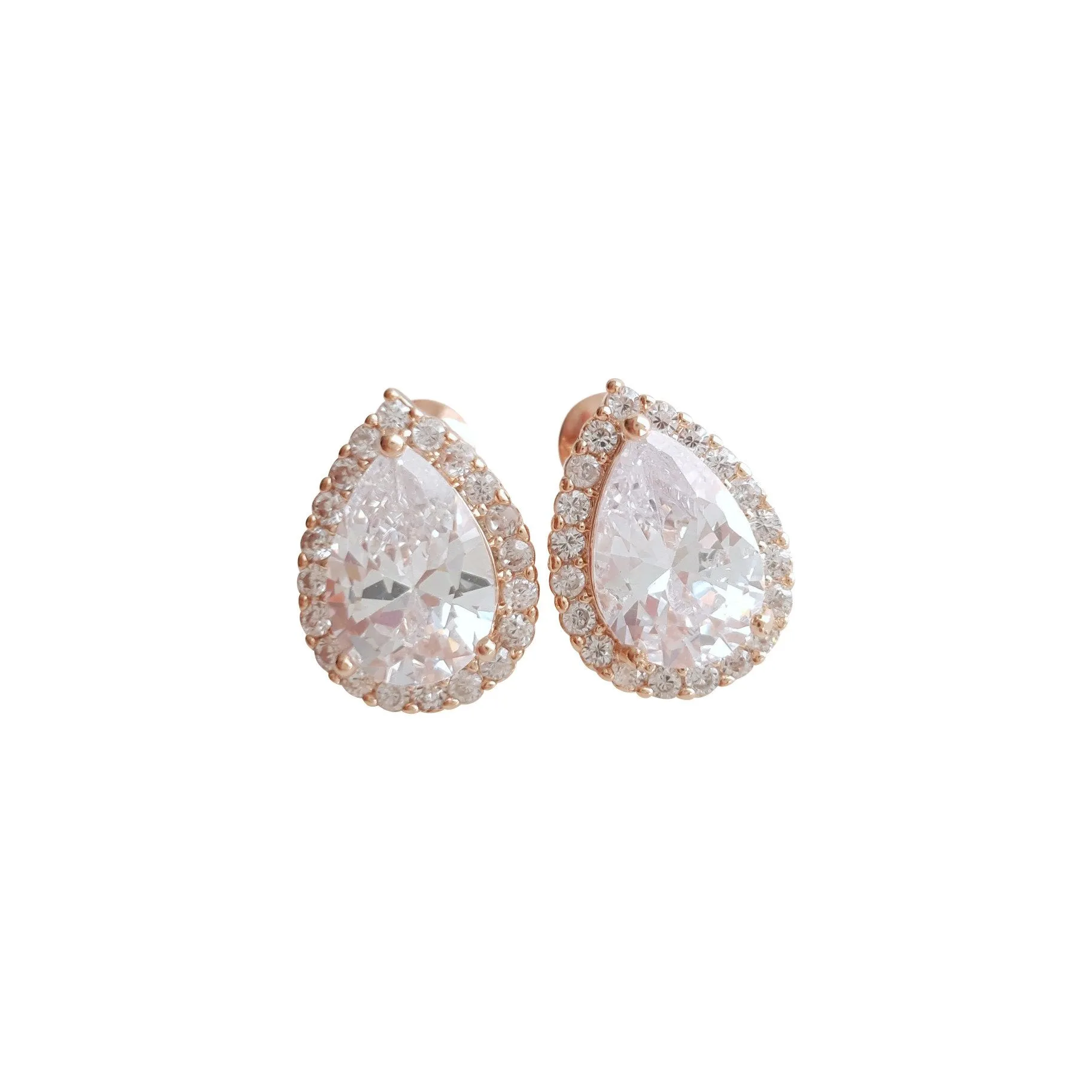 Rose Gold Teardrop Stud Earrings- Emma