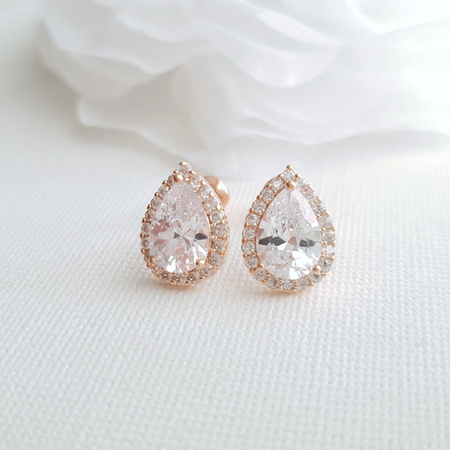 Rose Gold Teardrop Stud Earrings- Emma