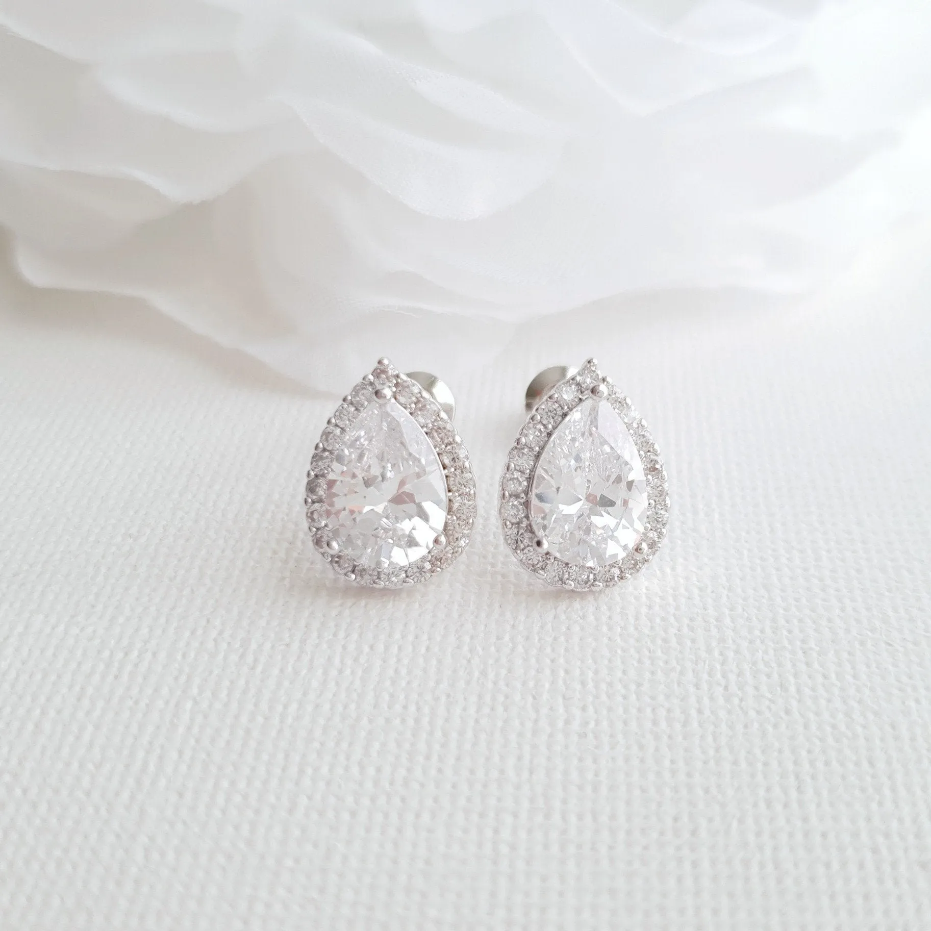 Rose Gold Teardrop Stud Earrings- Emma