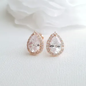 Rose Gold Teardrop Stud Earrings- Emma