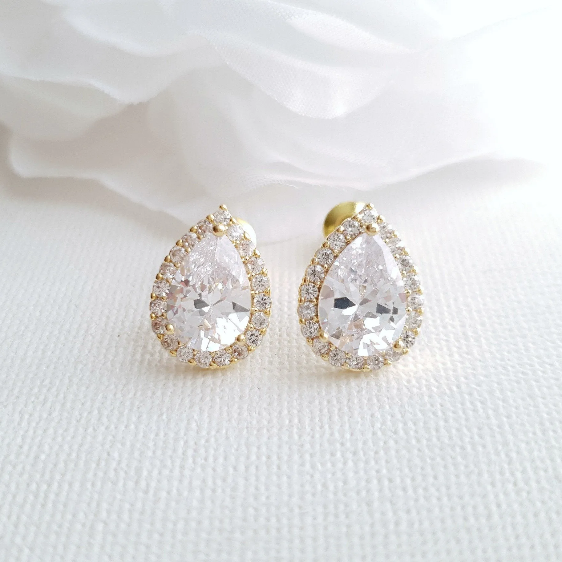 Rose Gold Teardrop Stud Earrings- Emma