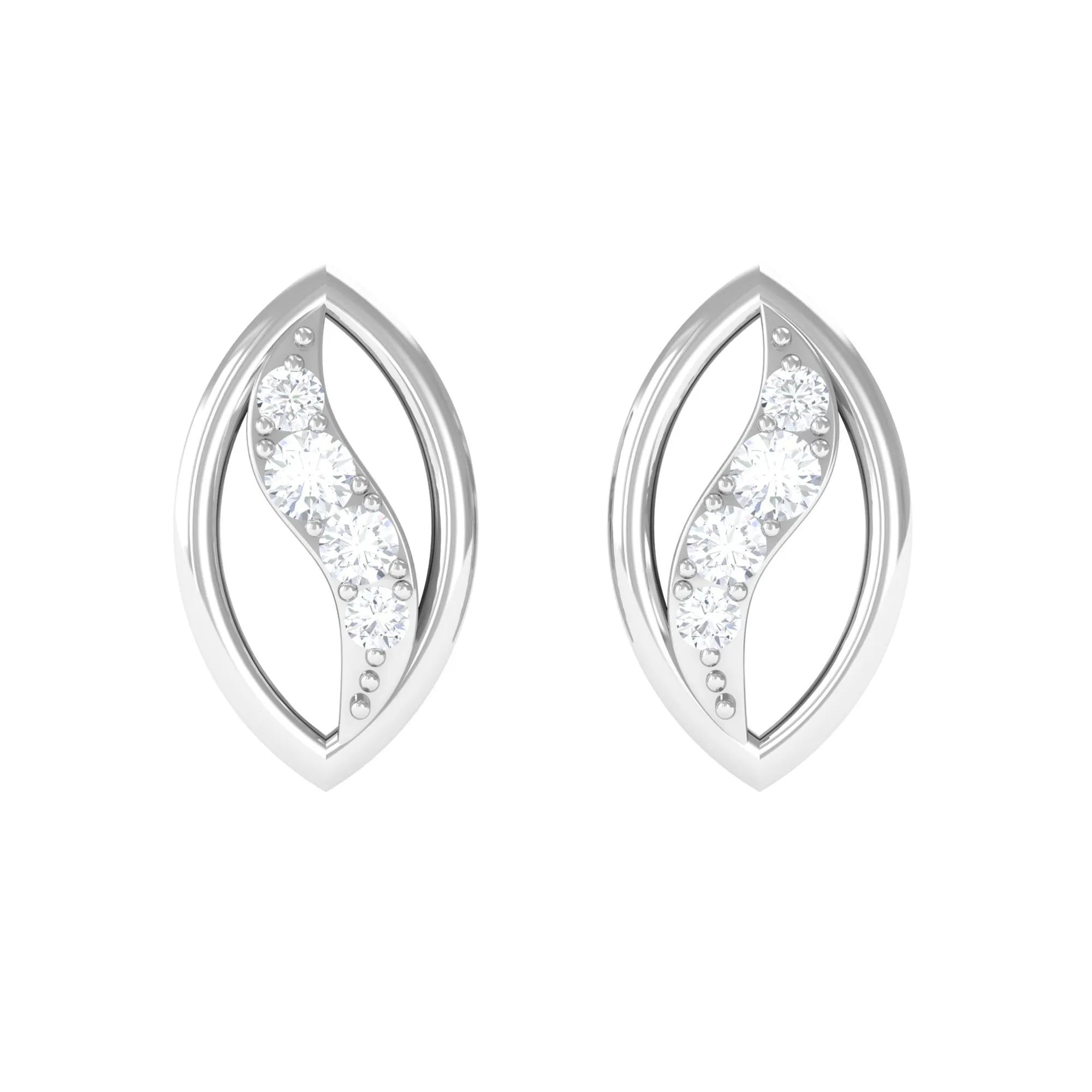 Round Cut Natural Diamond Petal Stud Earrings