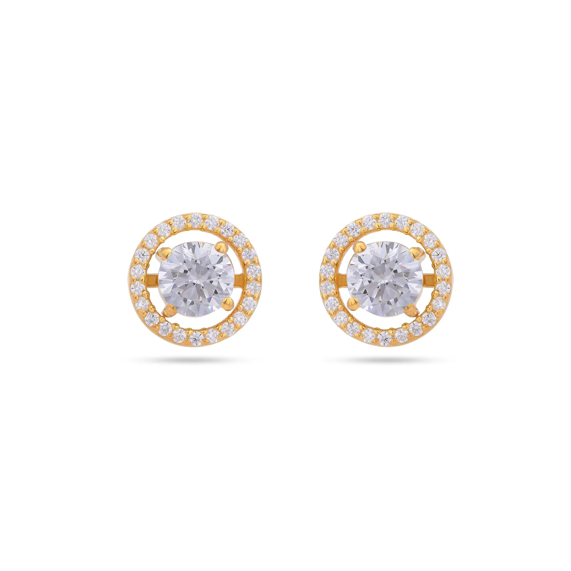 Round Halo Cz Silver Earrings - From Purl