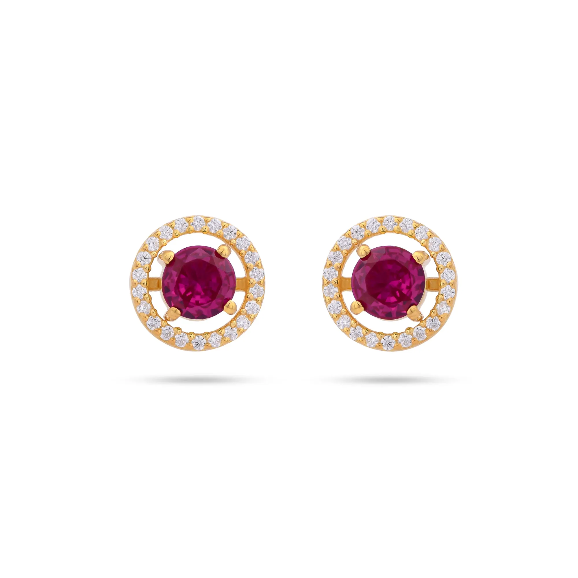 Round Halo Cz Silver Earrings - From Purl