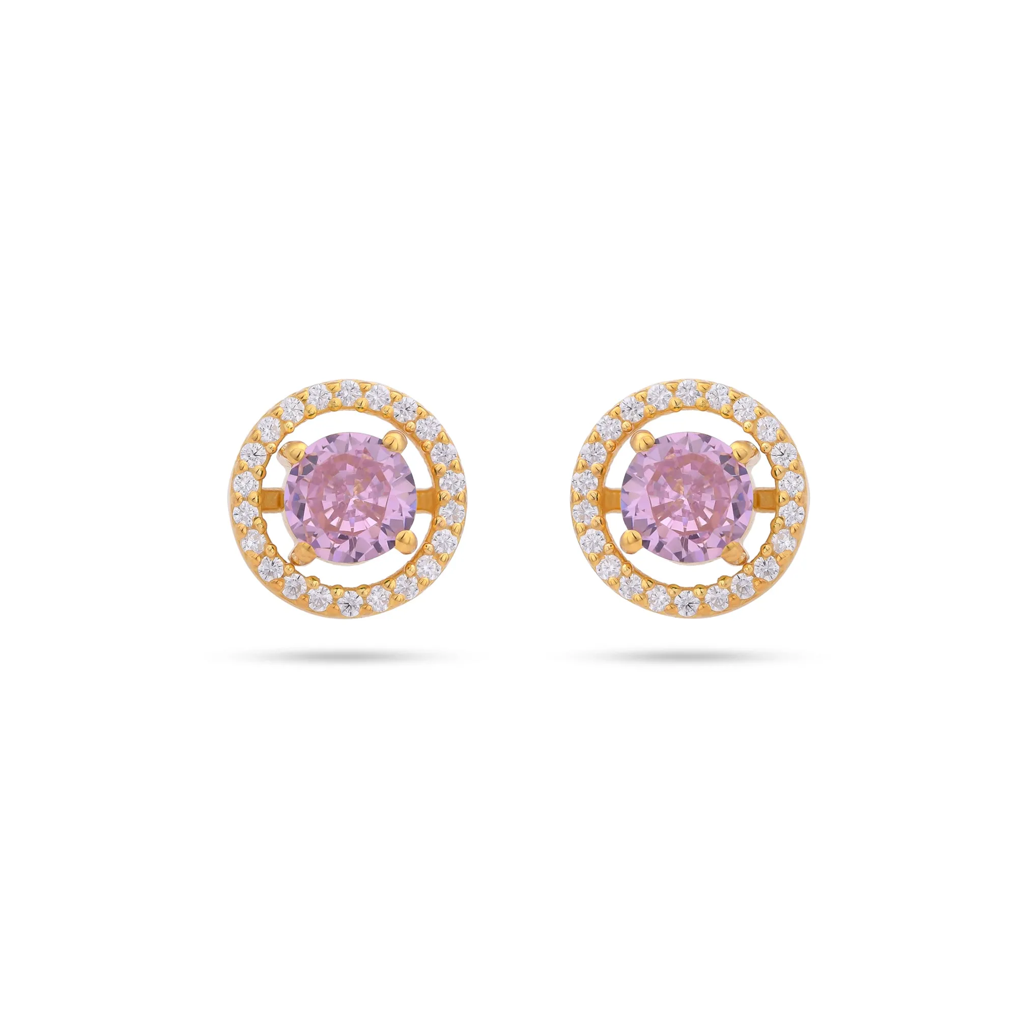 Round Halo Cz Silver Earrings - From Purl