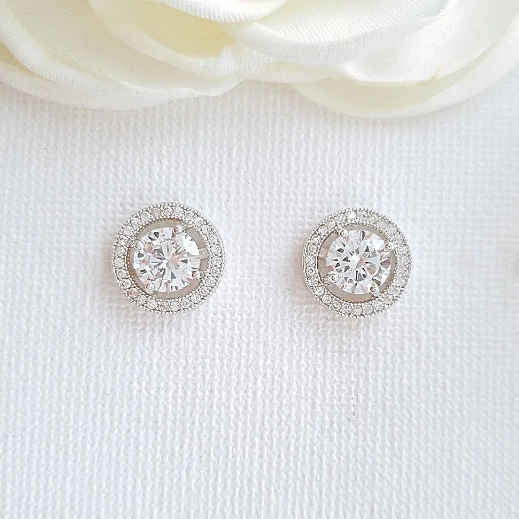 Round Stud Earrings Silver- Denise