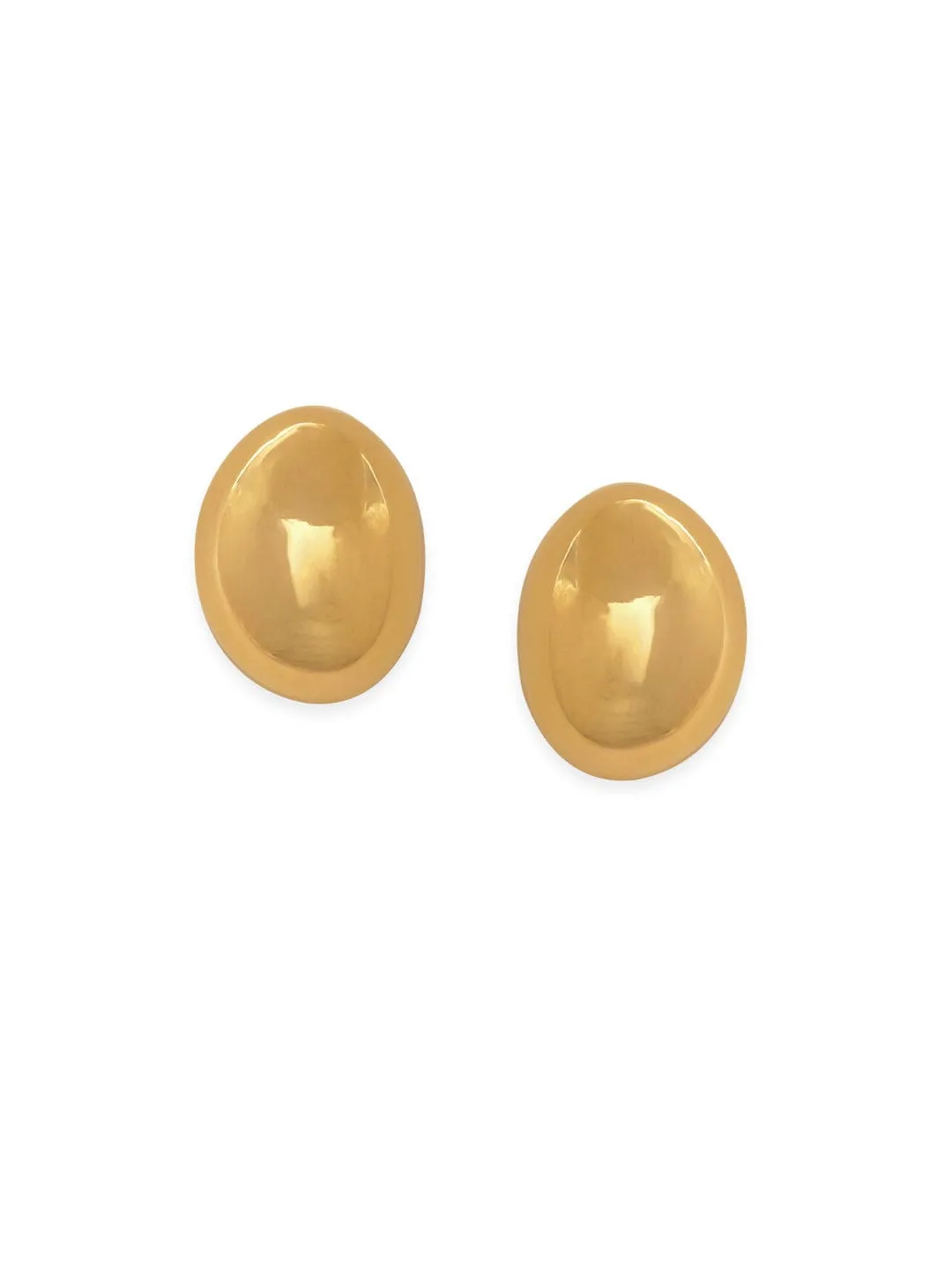 Rubans 18K Gold Plated Gold Tone Classic Round Stud Earrings with Elegant Design