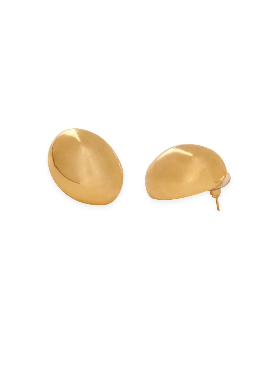 Rubans 18K Gold Plated Gold Tone Classic Round Stud Earrings with Elegant Design