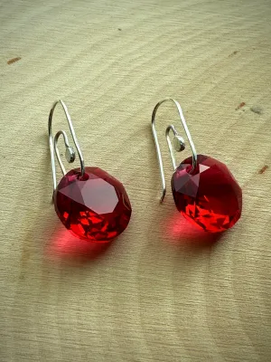 Scarlet Red Sterling Silver Paperclip Earrings