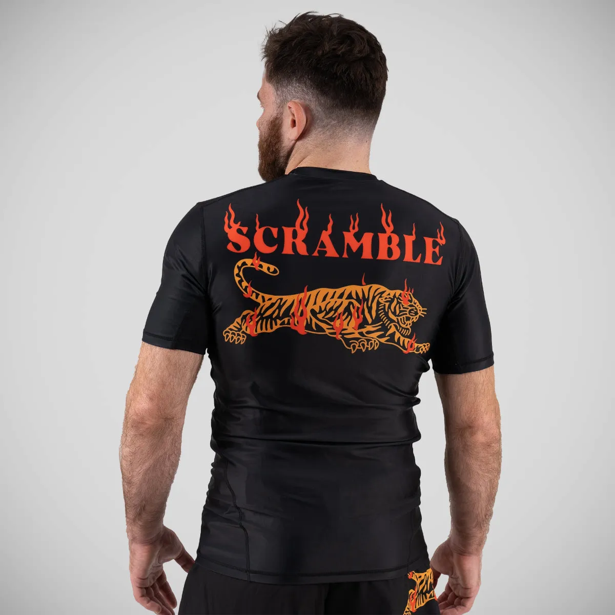 Scramble Burning Tiger Rash Guard Black/Orange