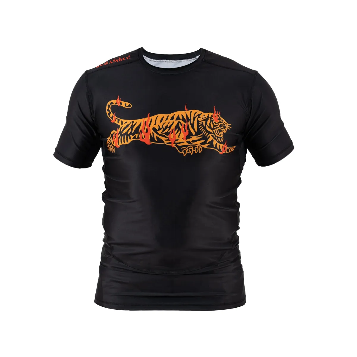 Scramble Burning Tiger Rash Guard Black/Orange