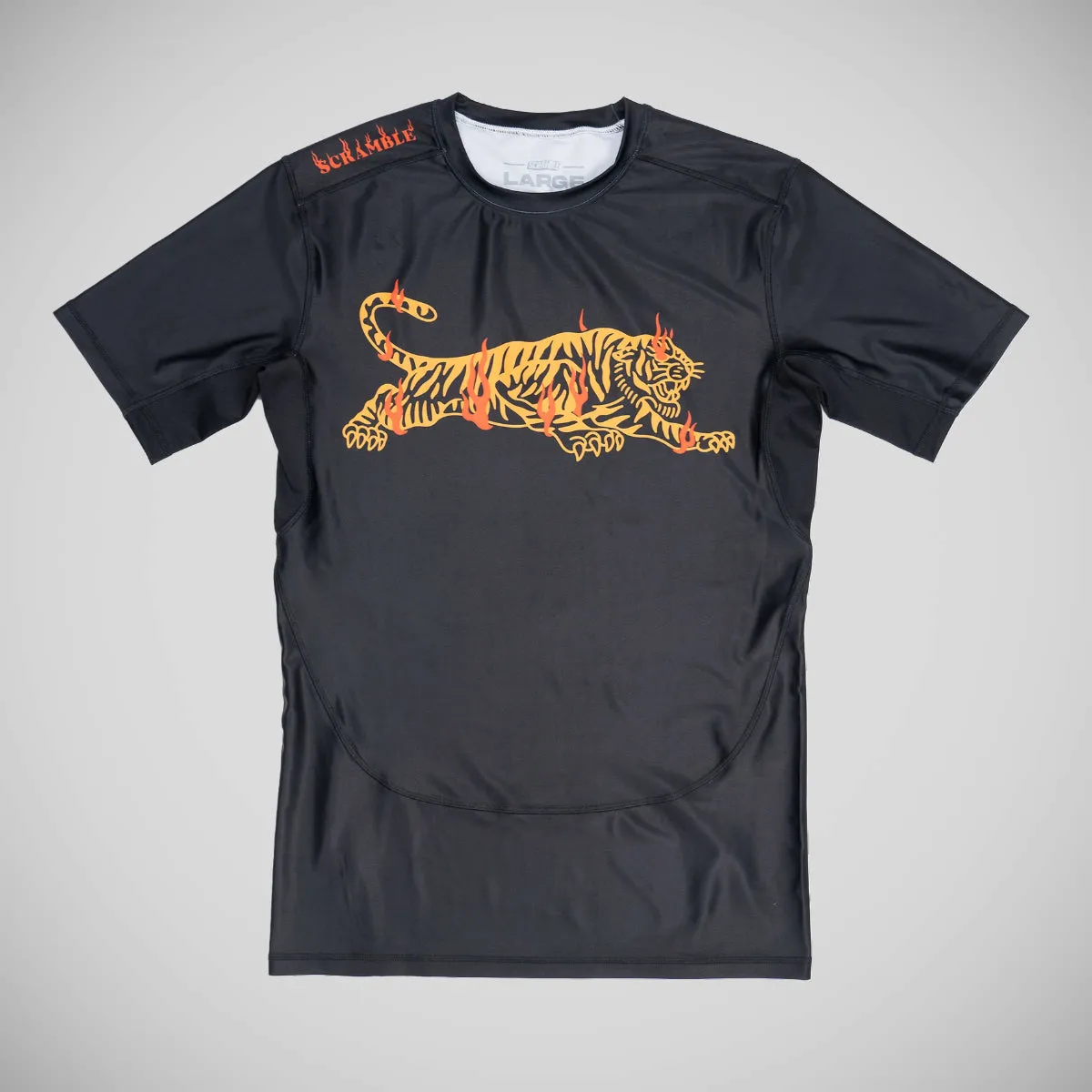 Scramble Burning Tiger Rash Guard Black/Orange