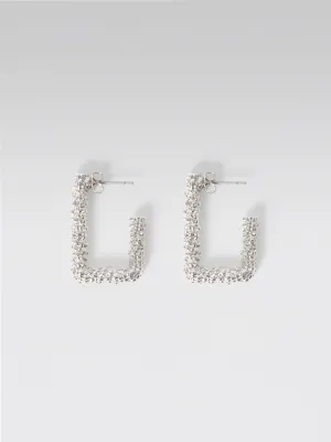 Scrunch Metal Rectangular Hoop Earrings