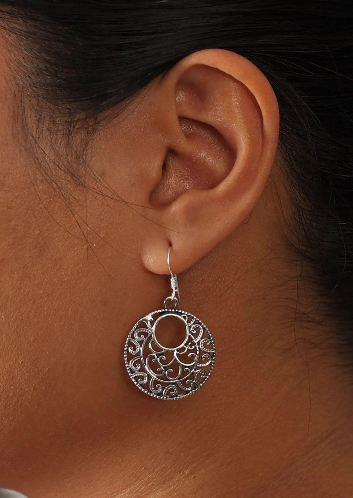 Serene Spirals Silver Earrings