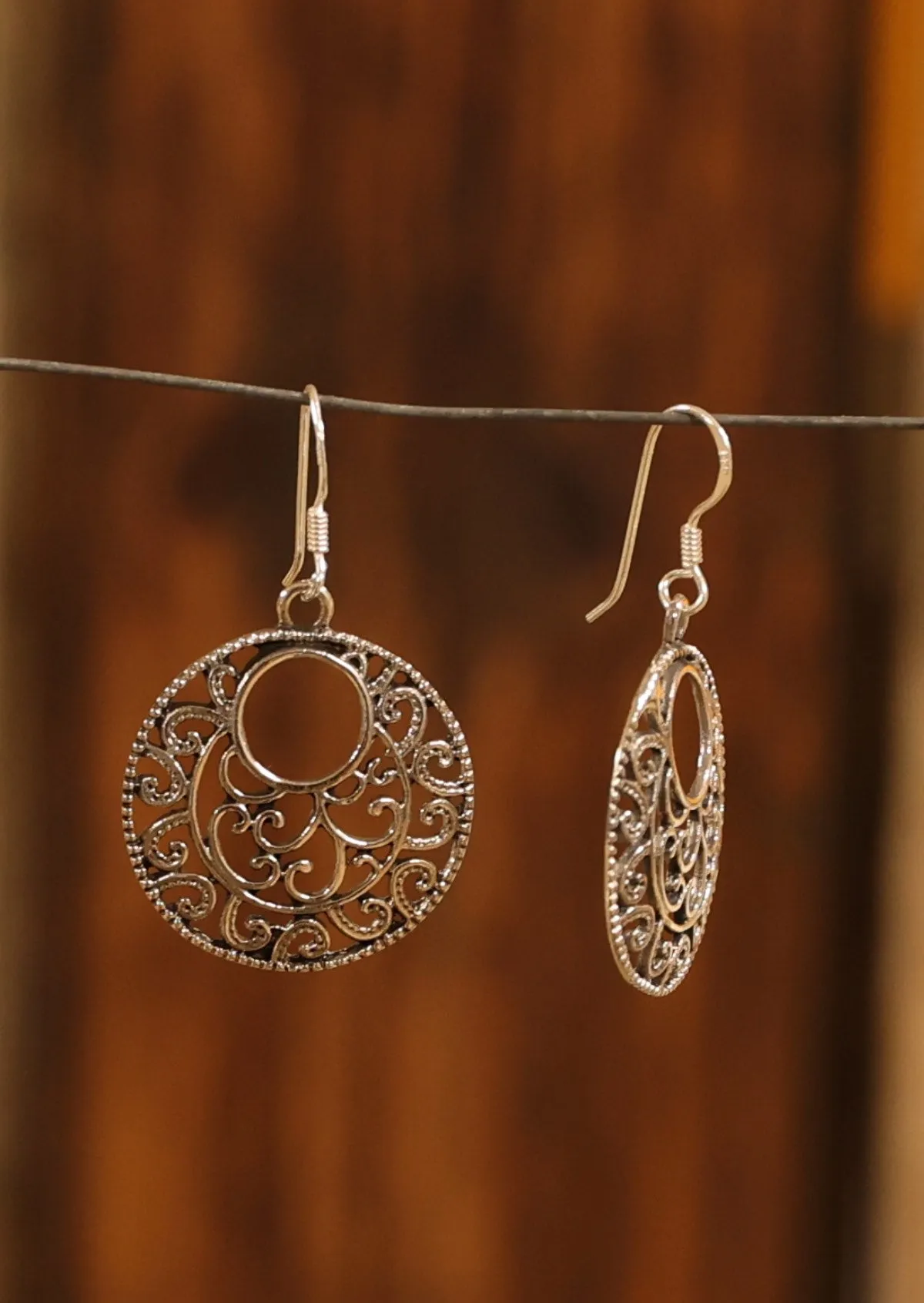 Serene Spirals Silver Earrings