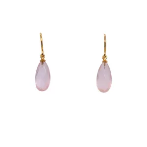 Signature Rose Quartz Wire Drop Earrings 24K Gold Vermeil