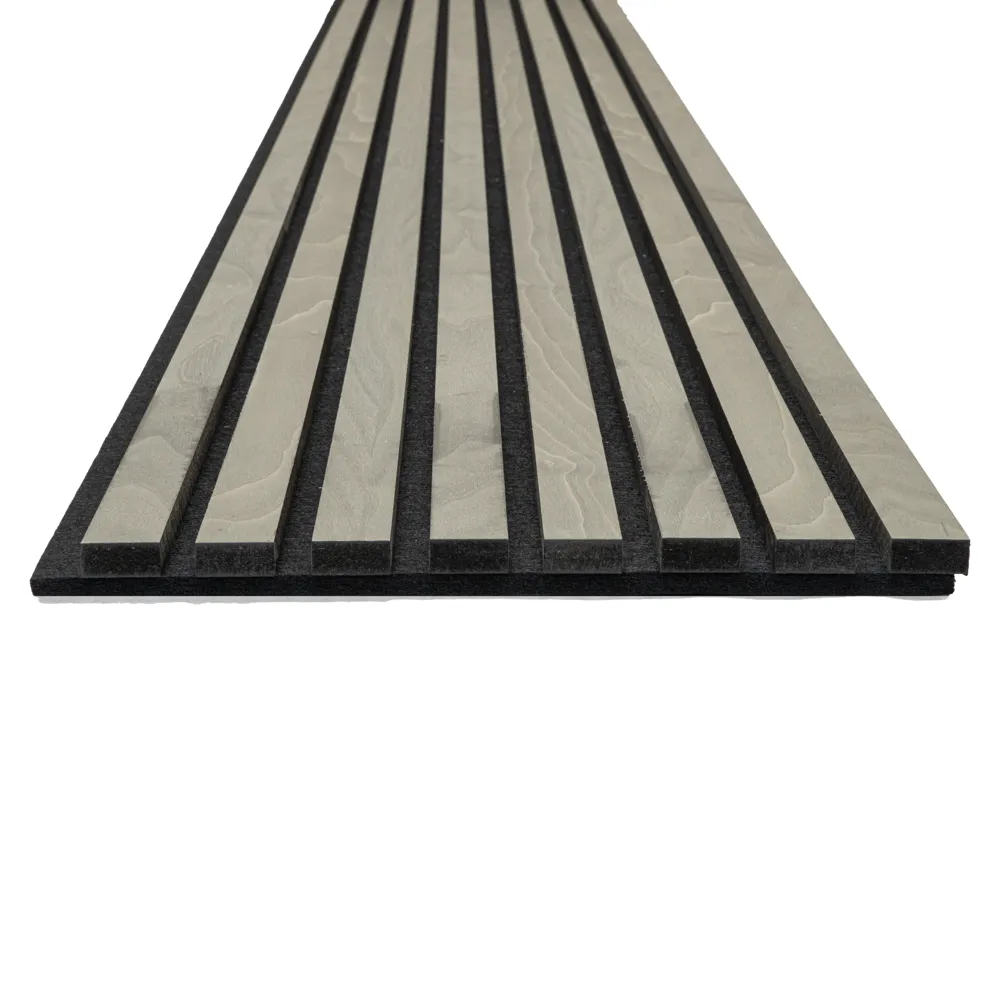 Silver Gray Oak Acoustic Panel, Varnished 1" Wide Slats - Harmony Series - Sold 2 Panels Per Carton