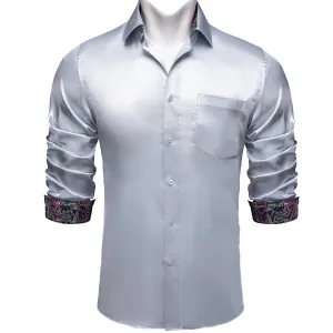 Silver Shirt with Black Paisley Accent