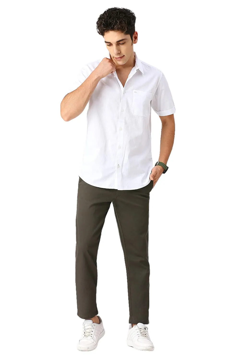 Slim Fit Coton Slub Twill Halfsleeves Shirt