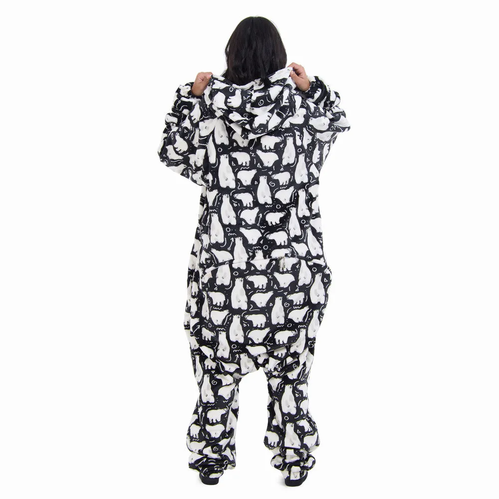 Snuggs Blanket Onesie Black Polar Bear