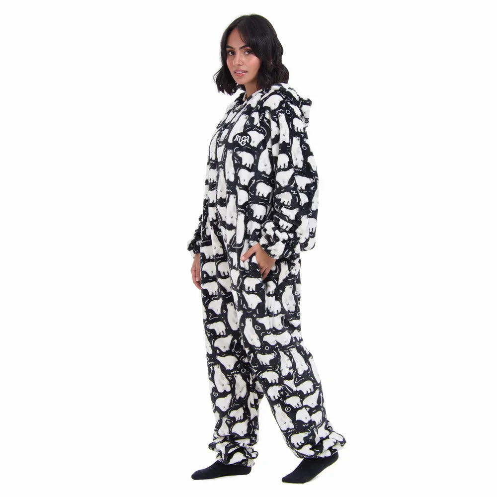 Snuggs Blanket Onesie Black Polar Bear