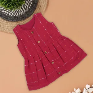 Soft Cotton Red Dress with Elegant Patterns for Little Girls