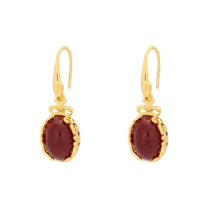 Solitaire Red agate wire hook earrings