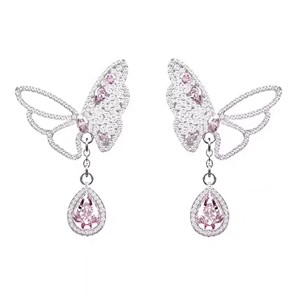 Sparkling Butterfly Drop Earrings