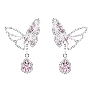 Sparkling Butterfly Drop Earrings