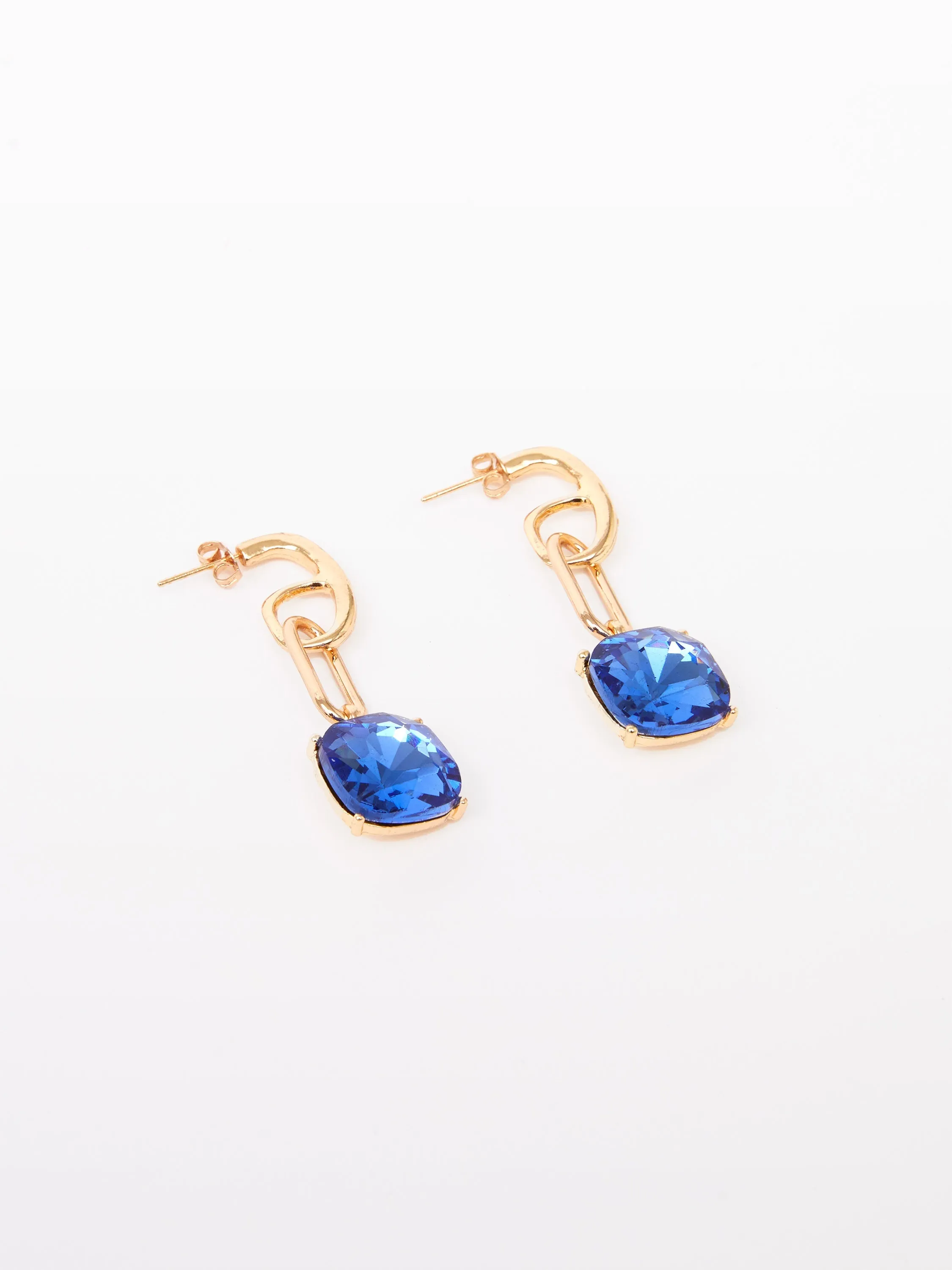 Square Stone Link Earrings