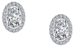 SS Lafonn Lassaire Oval Halo Stud Earring Pair