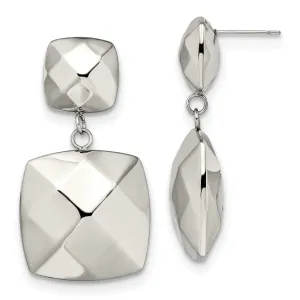 Stainless Steel Squares Post Dangle Earrings