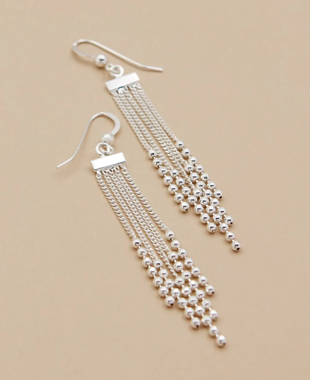 Sterling Silver Beaded Chandelier Earrings