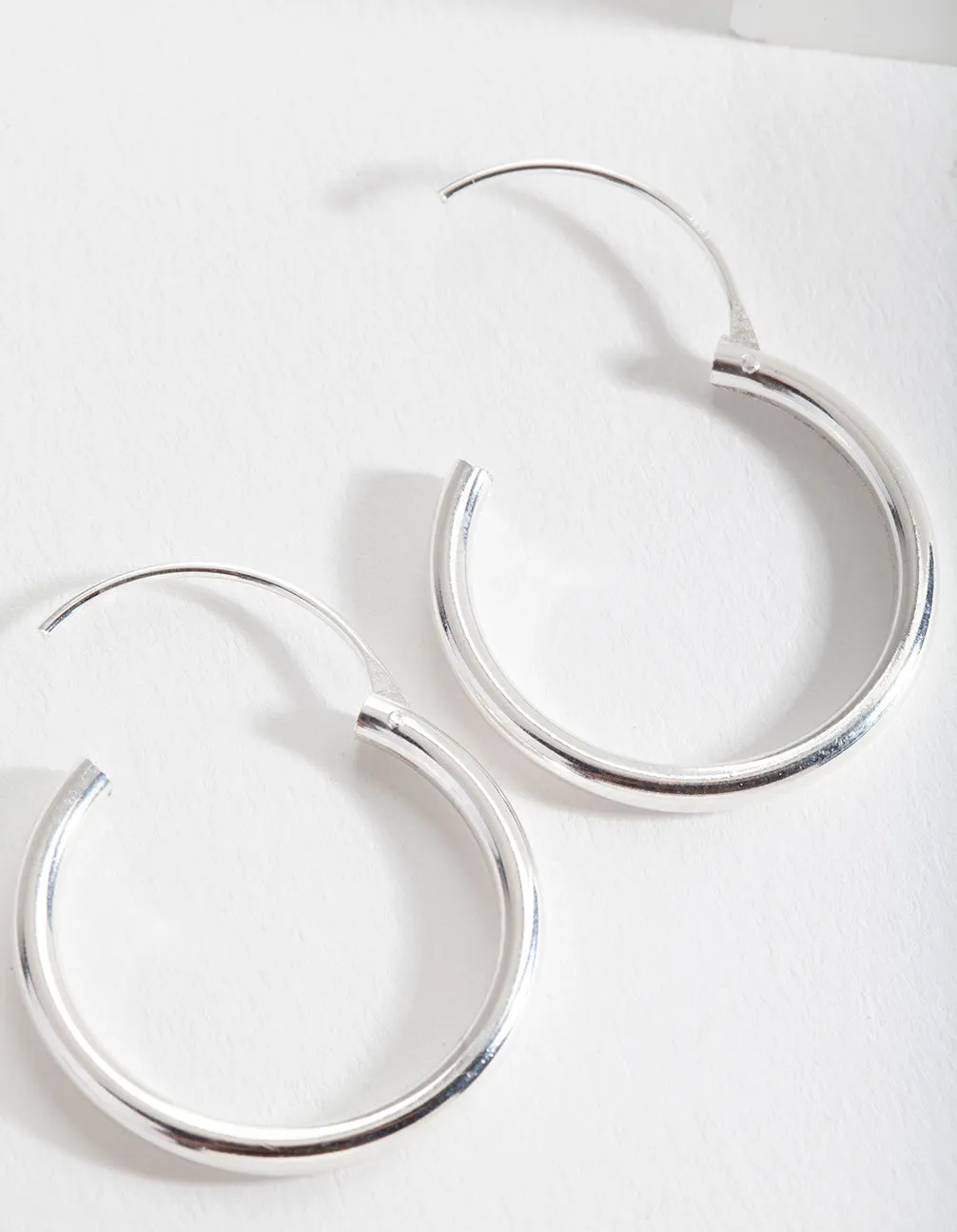 Sterling Silver Shiny 25mm Hoop Earrings