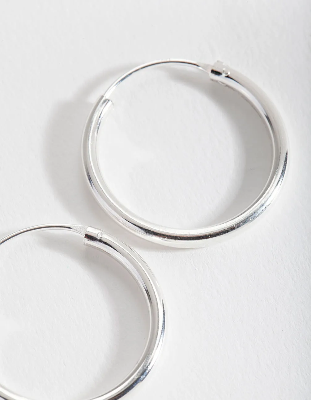 Sterling Silver Shiny 25mm Hoop Earrings