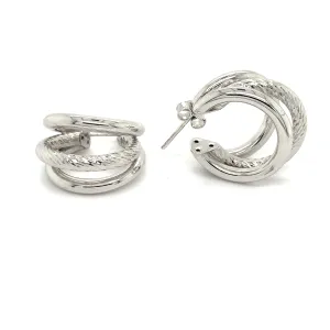 Sterling Silver Triple Strand Split Hoop Earring