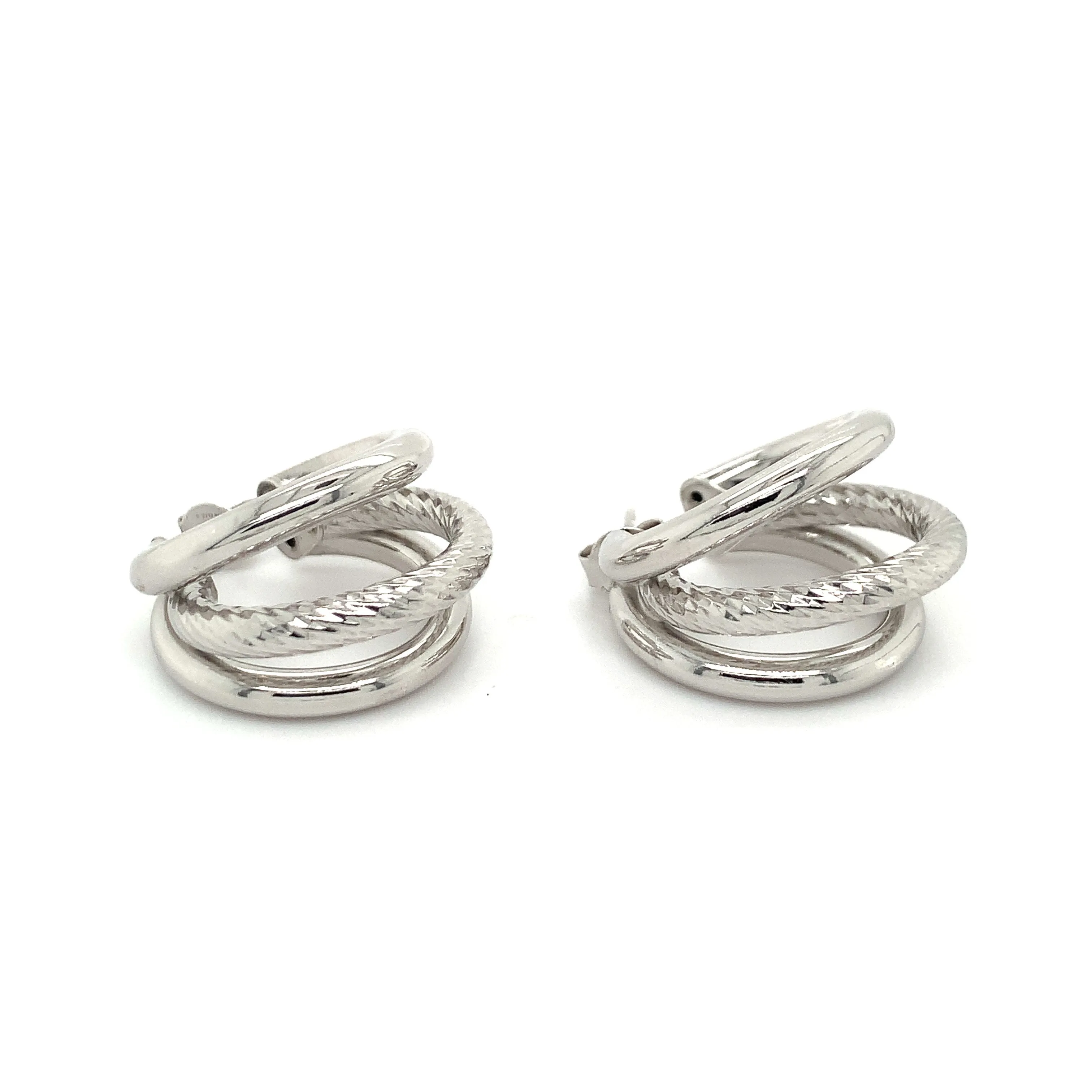 Sterling Silver Triple Strand Split Hoop Earring