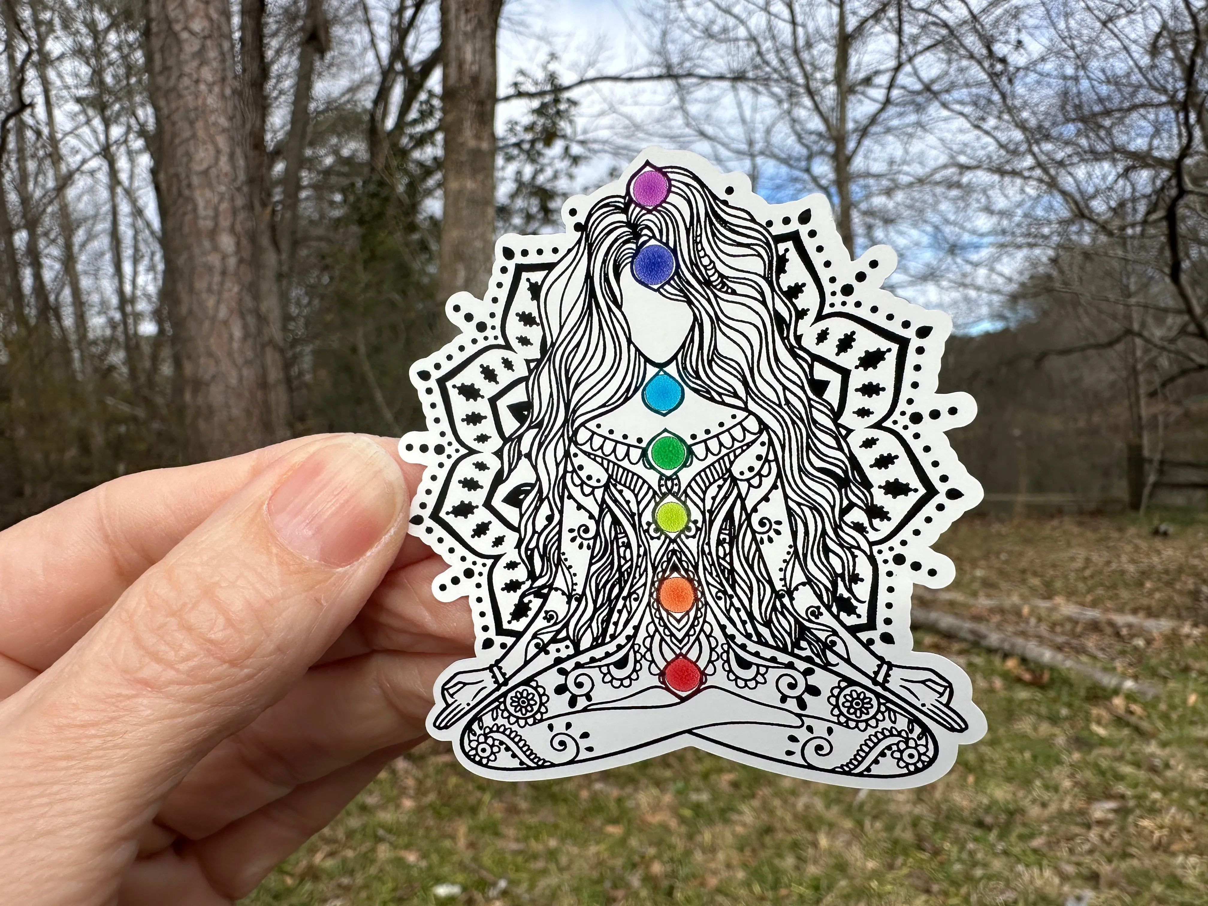 Sticker | 6J | Mandala | Waterproof Vinyl Sticker | White | Clear | Permanent | Removable | Window Cling | Glitter | Holographic