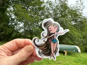 Sticker | Nautical N | Girl with Brown Skin | Waterproof Vinyl Sticker | White | Clear | Permanent | Removable | Window Cling | Glitter | Holographic